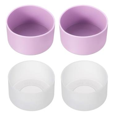Imagem de PATIKIL Bota de silicone para copo, 4 peças, protetor de manga inferior, capa protetora antiderrapante para garrafa de água, carro, copo de viagem, transparente/roxo