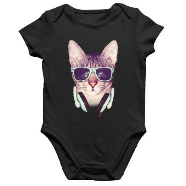 Imagem de Body Bebê Algodão Gato Headphone - Foca na Moda, Preto, M