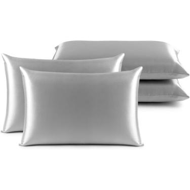 Imagem de 4 Fronhas Charmousse Alto Brilho Seda Cetim Anti Frizz - Raga Decoraçõ