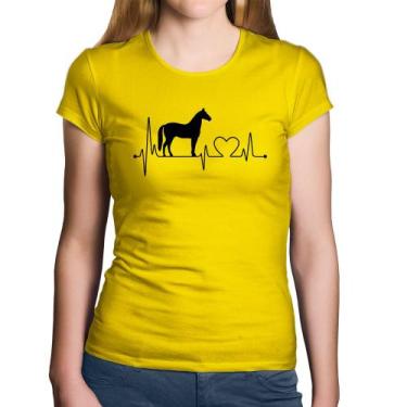 Imagem de Baby Look Algodão Cavalo Batimentos Cardíacos - Foca na Moda, Amarelo,