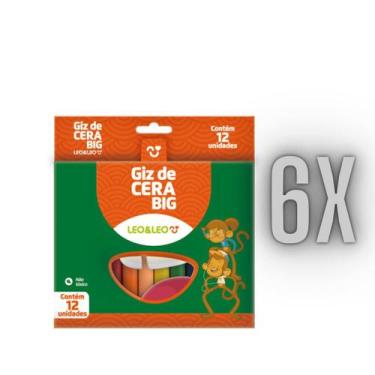 Imagem de 6 Caixa Gizão Giz de Cera 12 Cores Leo Leo Atacado - leonora