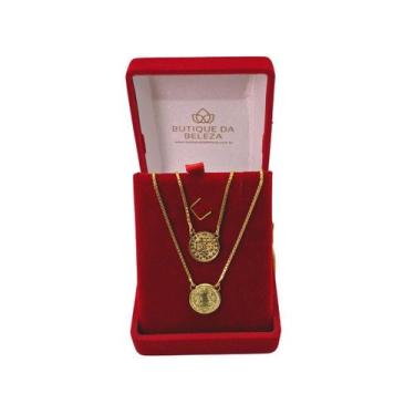 Imagem de Corrente Escapulário Folheado a Ouro Imagem São Bento Pq 60cm - Butiqu