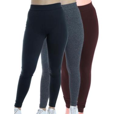 Imagem de Kit 3 Calças Legging Grossa Feminina PRETA, MARROM, MESCLA ESC. - ANIS