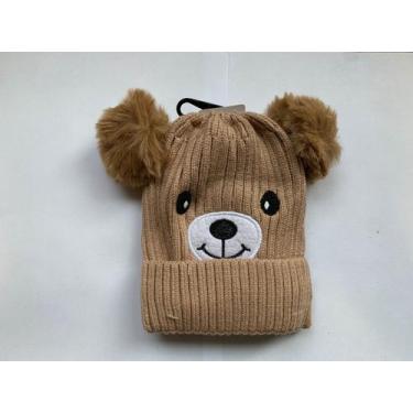 Imagem de Gorro touca infantil forrada urso com pompons - azulamora, Marron