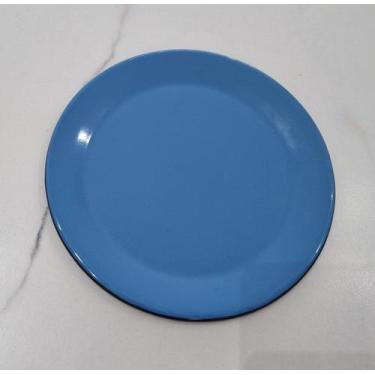 Imagem de 01 Prato Esmaltado Sobremesa  Original Ágata 20cm Cor Azul  Postagem R
