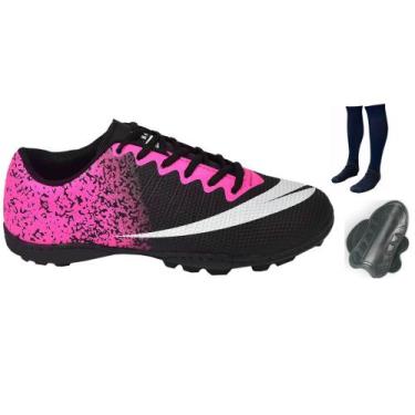 Imagem de Chuteira Society Adulto e Infantil MEIÃO e CANELEIRA - PERFLEX, Preto 