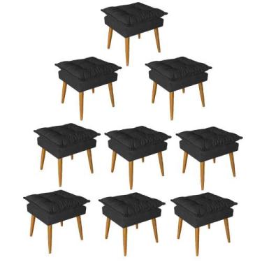 Imagem de Kit 09 Puff Puf Banqueta Opala Para Quarto Sala Recepção Suede Preto -