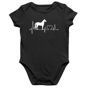 Imagem de Body Bebê Algodão Cavalo Batimentos Cardíacos - Foca na Moda, Preto, G