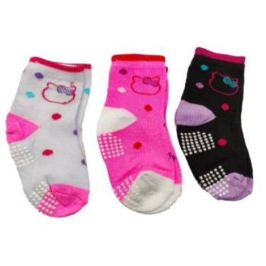 Imagem de Kit 12 Pares Meias Infantil Antiderrapante para 12 a 24 meses - Genéri