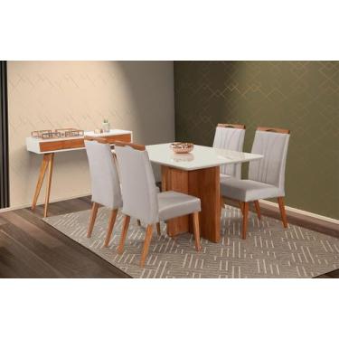 Imagem de Mesa de jantar + 4 cadeiras Milão tampo 140cm Castanho claro - Gran De