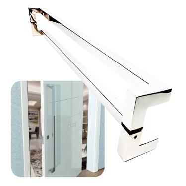 Imagem de Puxador Portas Duplo Aço Inox Polido Athenas 80 cm para portas: pivotantes/madeira/vidro temperado/porta alumínio e portões