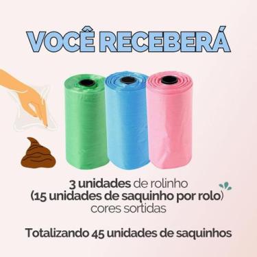 Imagem de Kit Refil Cata Caca Saco Saquinho Coletor Lixo Coco Pet Cães Gatos Hig