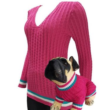 Imagem de Roupinha Pet & Blusa Feminina Canetran - Kit - Katlen Tricot, Pink, PP