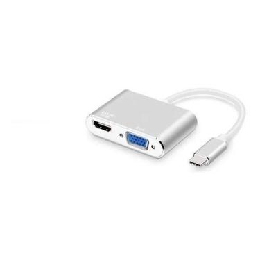 Imagem de Adaptador  Usb Tipo-c 2x1 Hdmi 4k E Vga  Notebook e Smartphone - Fly A