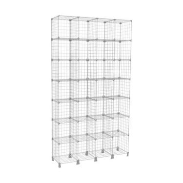 Imagem de Estante Prateleira Expositor Aramado 28 Nichos Vertical Aço Branco - I
