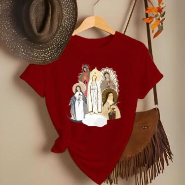 Imagem de Camiseta Feminina Country Cristã Religiosa Santinhas 100% Algodão - No