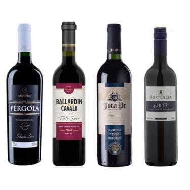 Imagem de Kit 4 Un Vinhos Tinto Seco Marcas Diversas 750 ml