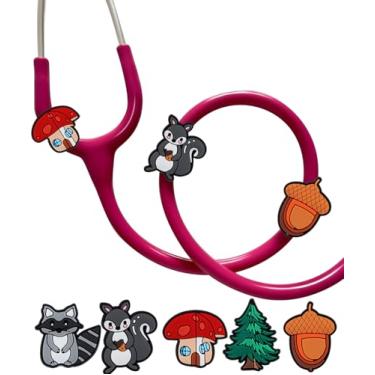 Imagem de Plifal Etiqueta de pingente de estetoscópio para enfermeira - 5 peças de etiqueta de pingente de estetoscópio fofo acessórios personalizados para MDF Littmann vários estilos, presente para enfermeiras
