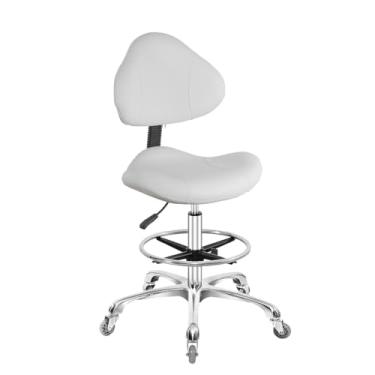 Imagem de Nazalus Cadeira de desenho giratória ajustável resistente (181 kg) cadeira de trabalho de suporte lombar para mesa de casa, estúdio de design de laboratório (branco traseiro triangular)