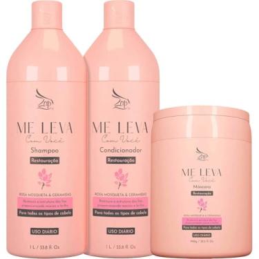 Imagem de Zap Me Leva Com Você - Kit Restauração Rosa Mosqueta e Ceramidas Litro Trio (3 Produtos)