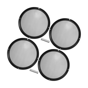 Imagem de Motoforti Grade de alto-falante de carro de 25,4 cm, capa de malha redonda de 25,4 cm, caixa protetora de subwoofer com parafusos de montagem preto brilhante de ferro - Pacote com 4 de longa duração