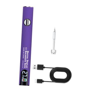 Imagem de Bothyi Conjunto portátil de ferro de solda sem fio, carregamento usb, 510 fios, alto desempenho para reparo de eletrodomésticos, tensões ajustáveis, Conjunto Violeta