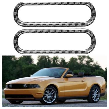 Imagem de IKUESM Compatível com Ford Mustang 2009-2014 Acessórios Porta de carro Ar condicionado Saída de ventilação Adesivo Decoração Moldura de fibra de carbono Capa de acabamento interno(Left-hand drive BLAC