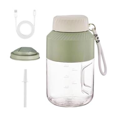 Imagem de ＫＬＫＣＭＳ Liquidificador portátil espremedor elétrico copo espremedor elétrico multifuncional para shakes e vitaminas, Tampa Dupla Verde