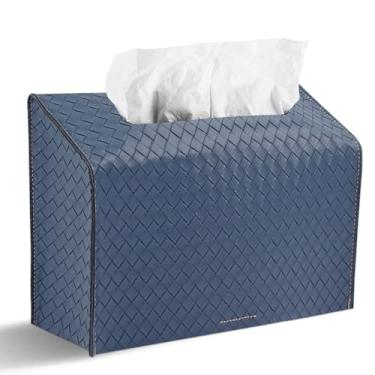 Imagem de LIZIMANDU Capa de couro para caixa de toalha de mão de papel descartável, compatível com toalha de mão de papel Kleenex (1-Cloud Blue)