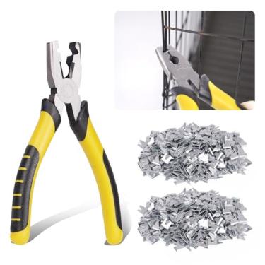 Imagem de 600 clipes de gaiola de arame com alicate de anel de porco para cercas de arame de galinha