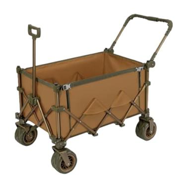 Imagem de carroça Carrinho de vagão oxford com rodas dobrável liga de alumínio utilitário vagão de mercearia acampamento carrinho de jardim para transportar cargas pesadas dobrável