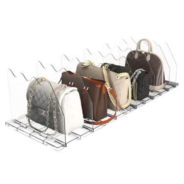 Imagem de ZORCOR Divisor de prateleira ajustável para armário, organizador de bolsa de acrílico para armário, separadores de bolsa e armazenamento, divisórias de estante para quarto, escritório, transparente