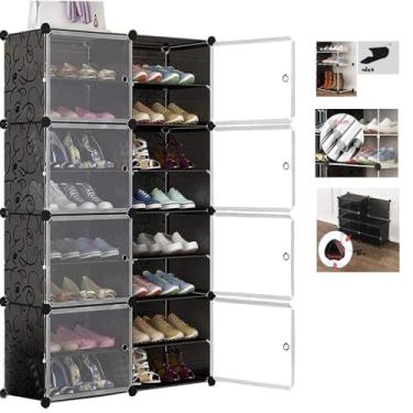 Imagem de SAPATEIRA DUPLA GIGANTE ARMARIO MODULAR AJUSTAVEL ORGANIZADOR 16 PRATELEIRAS PORTA SAPATOS BRINQUEDOS ROUPAS GRANDE 32 PARES