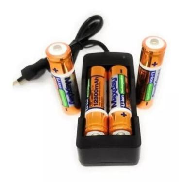 Imagem de Kit 1 Carregador Duplo + 4 Baterias 18650 3,7 12800mah Forte - Potency