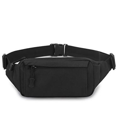 Imagem de SUNELFFY Pochete tática pequena bolsa de cintura militar cinto para dinheiro bolsa de nylon para uso diário, viagens, caminhadas, escalada, corrida, Preto, Small, Fecho de zíper