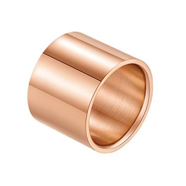 Imagem de INRENG Anel masculino feminino de aço inoxidável 19 mm/10 mm de largura, anel liso grande e fresco, acabamento fosco, prata, dourado, preto, Metal, Sem pedras preciosas
