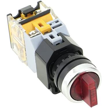 Imagem de Yuco YC-SS22PMA-I3R-1 Interruptor seletor iluminado 22 mm 3 posições mantido 24V AC/DC com 2 blocos de contato normalmente abertos (vermelho)