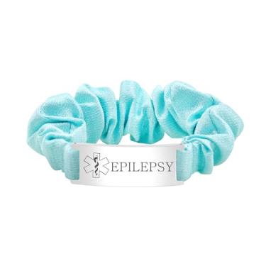 Imagem de Oneress Pulseira de identificação de segurança para mulheres com informações médicas, faixa de cabelo médica personalizável gravada, bijuteria elástica minimalista personalizada YA5426, Medium, Aço
