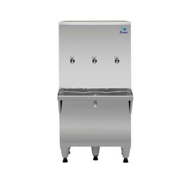 Imagem de Bebedouro de Coluna Industrial 3 Torneiras 100 Litros Frisbel RA10 Inox 127V