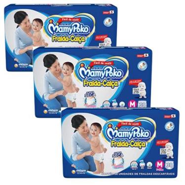 Imagem de Fralda Calça Mamypoko Super Seca Azul 3 Pacote Tamanho M 6-10kg 114 un