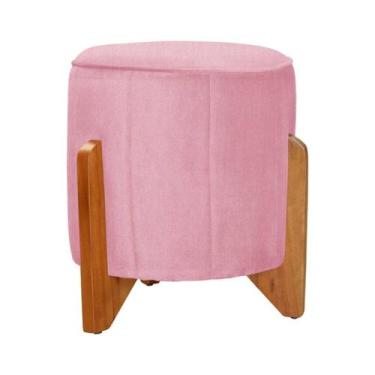 Imagem de Puff Redondo Jade em Suede - Fina Mobília, Rosa