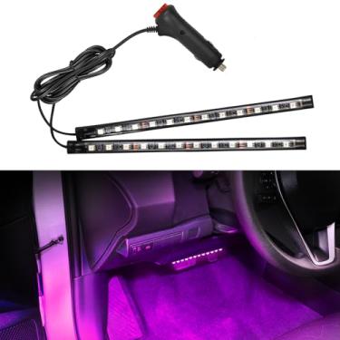 Imagem de Wuyaoyao Fita de LED para carro, lâmpadas de atmosfera interior de veículo de 12 V 24 LED com acendedor de cigarro, luz noturna ambiente sob o painel, acessórios universais para carro (rosa, roxo,