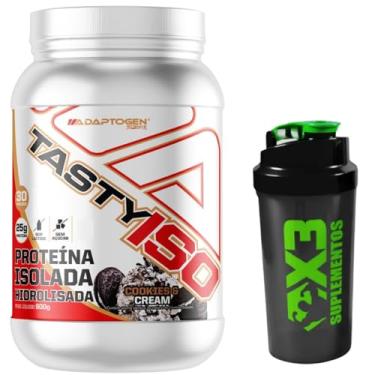 Imagem de Tasty Iso Sabor Cookies and Cream 900g - Adaptogen + Coqueteleira 600ml - X3 Suplementos