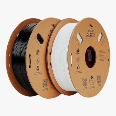 Imagem de Filamento Creality para Impressoras 3D, 1,75mm, Ender Fast PLA - Kit com 2Kgs - Branco + Preto Excelente fluidez, acabamento superior, 300 mm/s rápido e estável, Bobinas em papel ecológico