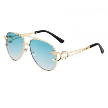 Imagem de HCPIHF Óculos de sol femininos e masculinos com lentes de óculos escuros UV400, armação de metal retrô, óculos de sol ovais, 3, tamanho único