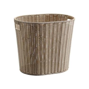 Imagem de Cesto de roupa suja de tecido de plástico japonês imitação de ratã com alças de transporte Cesto de lavagem portátil para banheiro e quarto