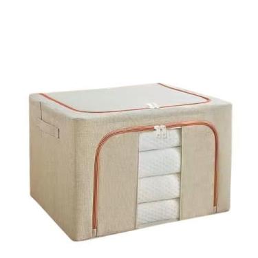 Imagem de Caixa Organizadora Roupas Toalha Coberta Closet Dobrável - MHR, Bege, 