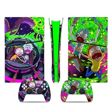 Imagem de Adesivo decalque para console e controles PS5 Slim, acessórios de console PS5 finos, adesivos de vinil para PlayStation 5 Slim, edição digital - verde e roxo