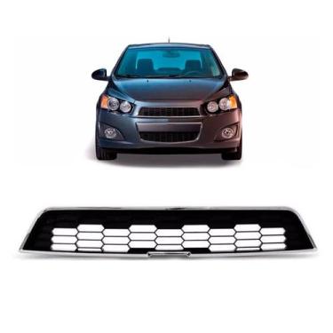 Imagem de Grade radiador sonic 2012 2013 2014 2015 preta com friso cromado - SP 