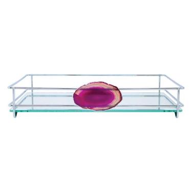 Imagem de Bandeja hara fence ágata cromada 10x20 cm, Rosa